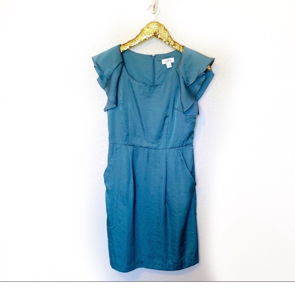 Ann Taylor Loft sheath teal dress size 8! EUC
